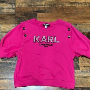 Karl Lagerfeld Paris hot pink short-sleeve sweatshirt
